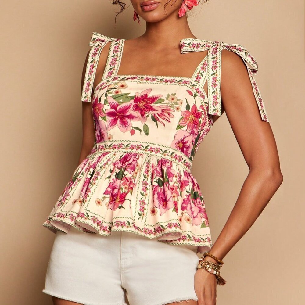 Multicolor Boho Women's Floral Camisole